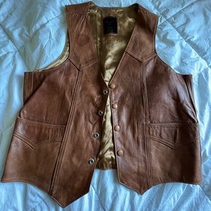 Brown leather vest